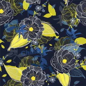 线描花卉矢量背景图